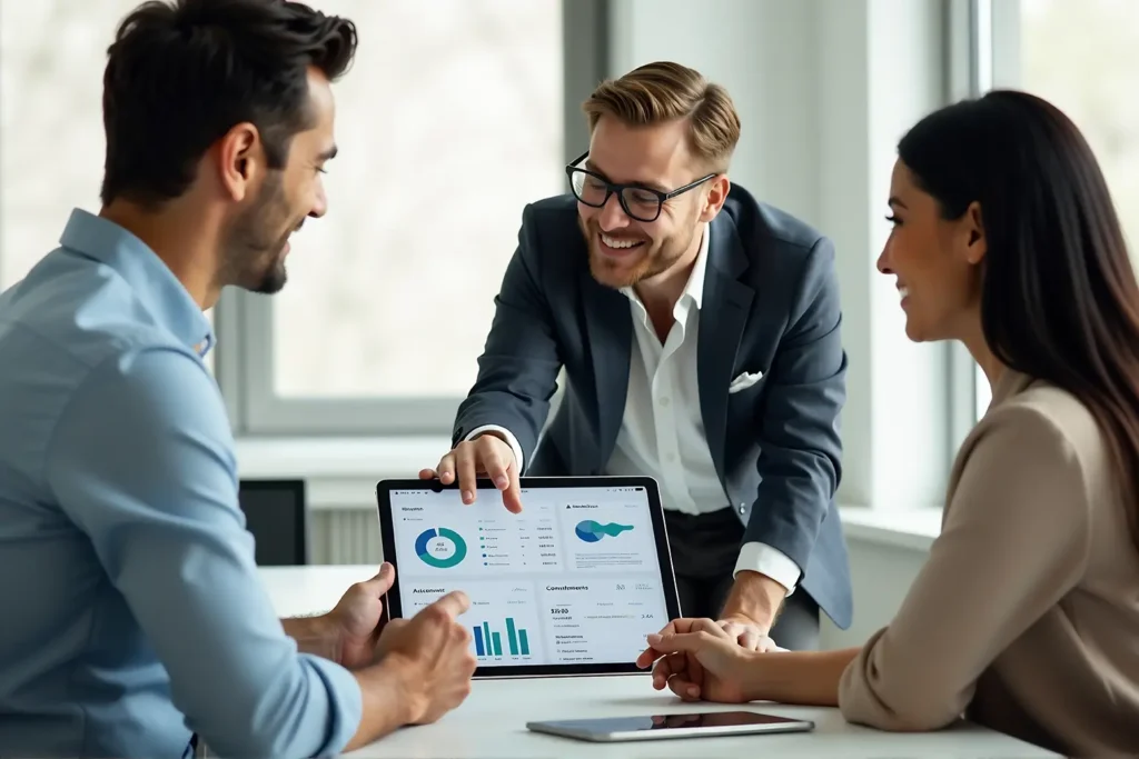 Advisor explaining wealth management and tax-aware investing strategies during a client consultation at Hilltop