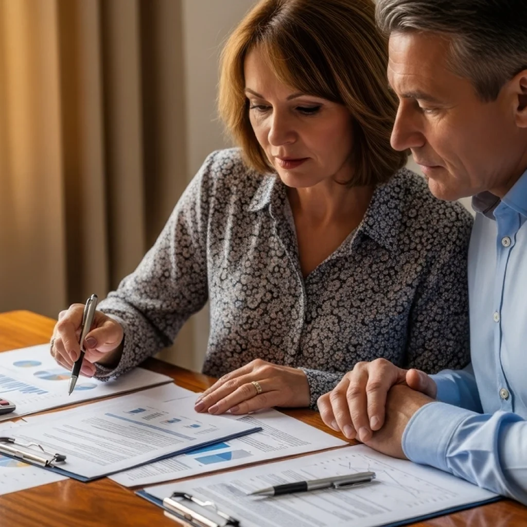 Retired couple reviewing financial plans to create a reliable retirement income stream